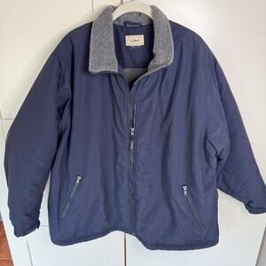L.L. Bean Men’s Warm-Up Jacket Fleece Lined Navy‎ Polartec LARGE?? READ